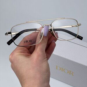Dior Men BRAND NEW Eyeglasses Metal Shiny Clear Gold Geometric DM50057U 032